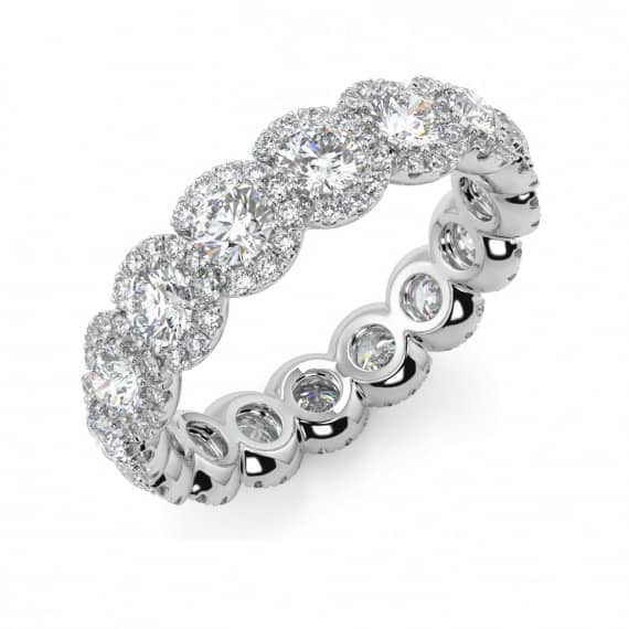 2.00 CARAT HALO DIAMOND ETERNITY RING UK HALLMARKED IN PLATINUM/18K GOLD