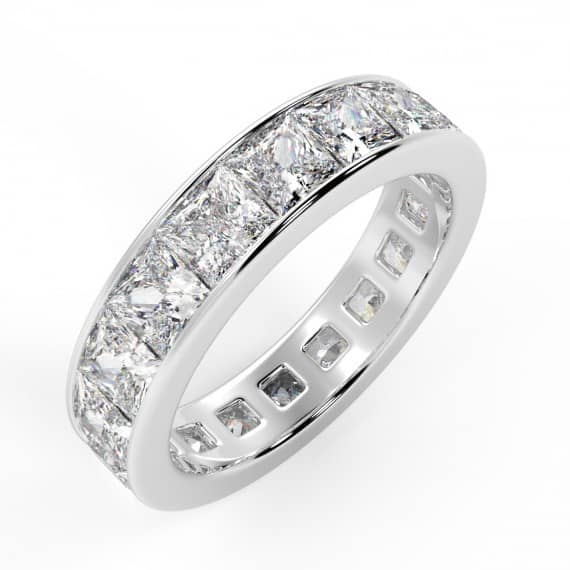 D-E/VVS-VS 3.80 CT PRINCESS DIAMOND CHANNEL FULL ETERNITY RING IN PLATINUM