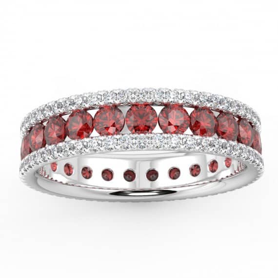 2.90 CT RUBY AND DIAMOND FULL ETERNITY RING IN 18K WHITE GOLD