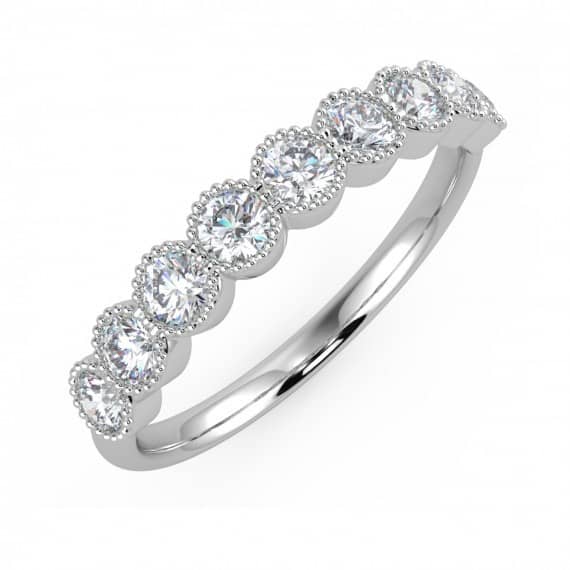 9 DIAMOND MILIGRAIN BEZEL SET RING IN PLATINUM/18K GOLD