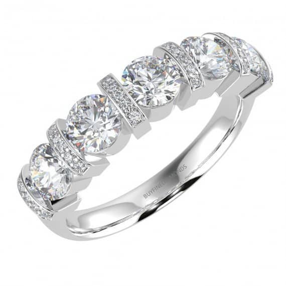 1.25 CT F/VS ROUND DIAMOND DESIGNER ETERNITY RING IN PLATINUM/18K GOLD