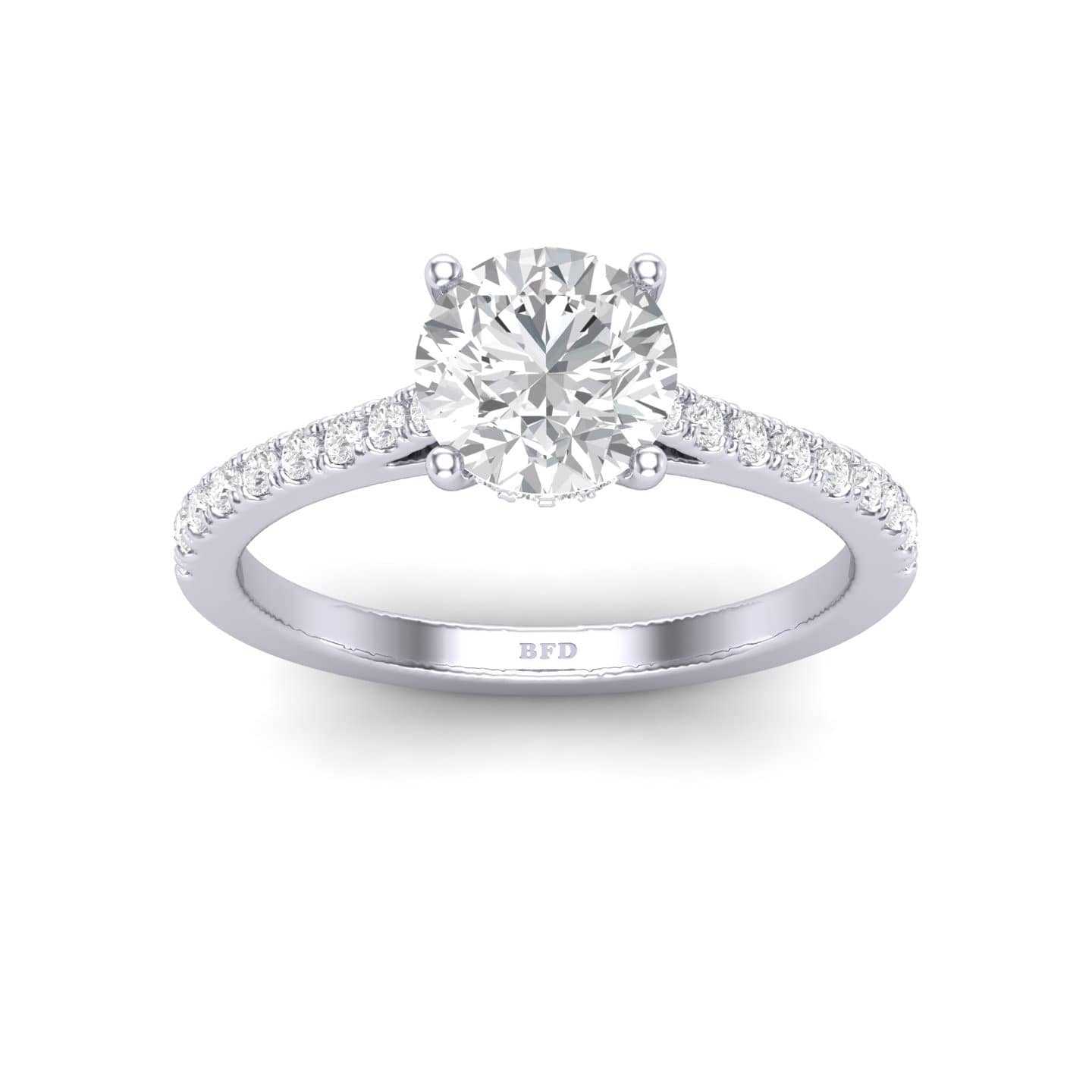 Round Diamond Hidden Halo Engagement Ring