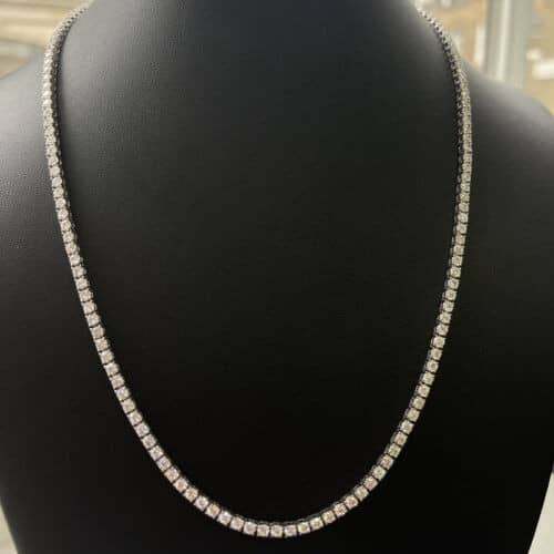 Top Quality Colorless D/VVS 15 Ct Natural Round Diamond Tennis Bracelet, Hallmarked 18k White Gold - 31 Grams
