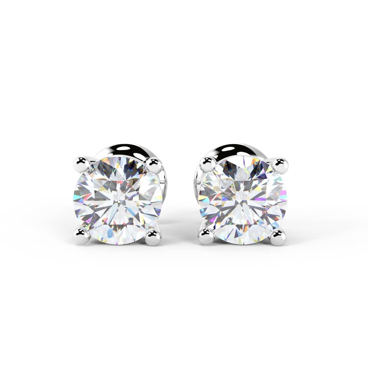 0.50 Ct GH/VS Natural Diamond Stud Earrings Crafted In 18k White Gold - Screw Back