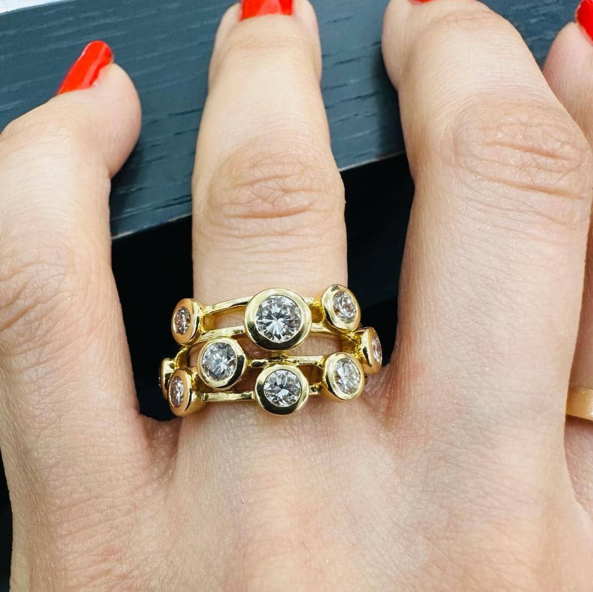 Top Quality! F/VS 2.00 Ct Round Diamond Designer Ring Hallmarked 18k Yellow Gold