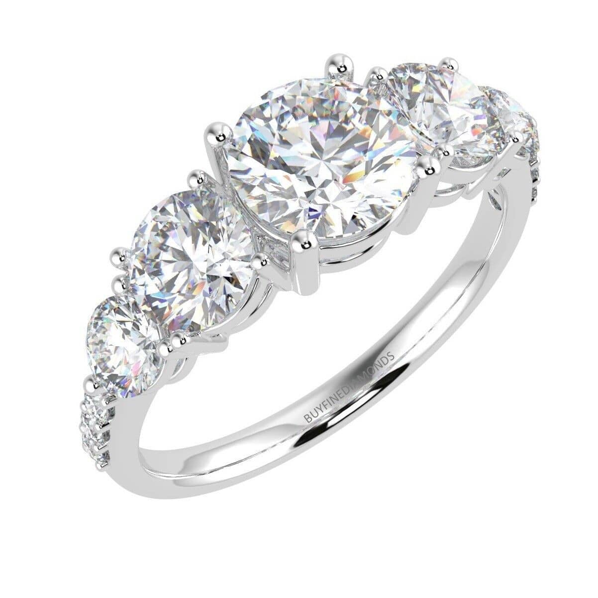 F/VS 1.25 Carat Five Diamond Eternity Ring, Platinum