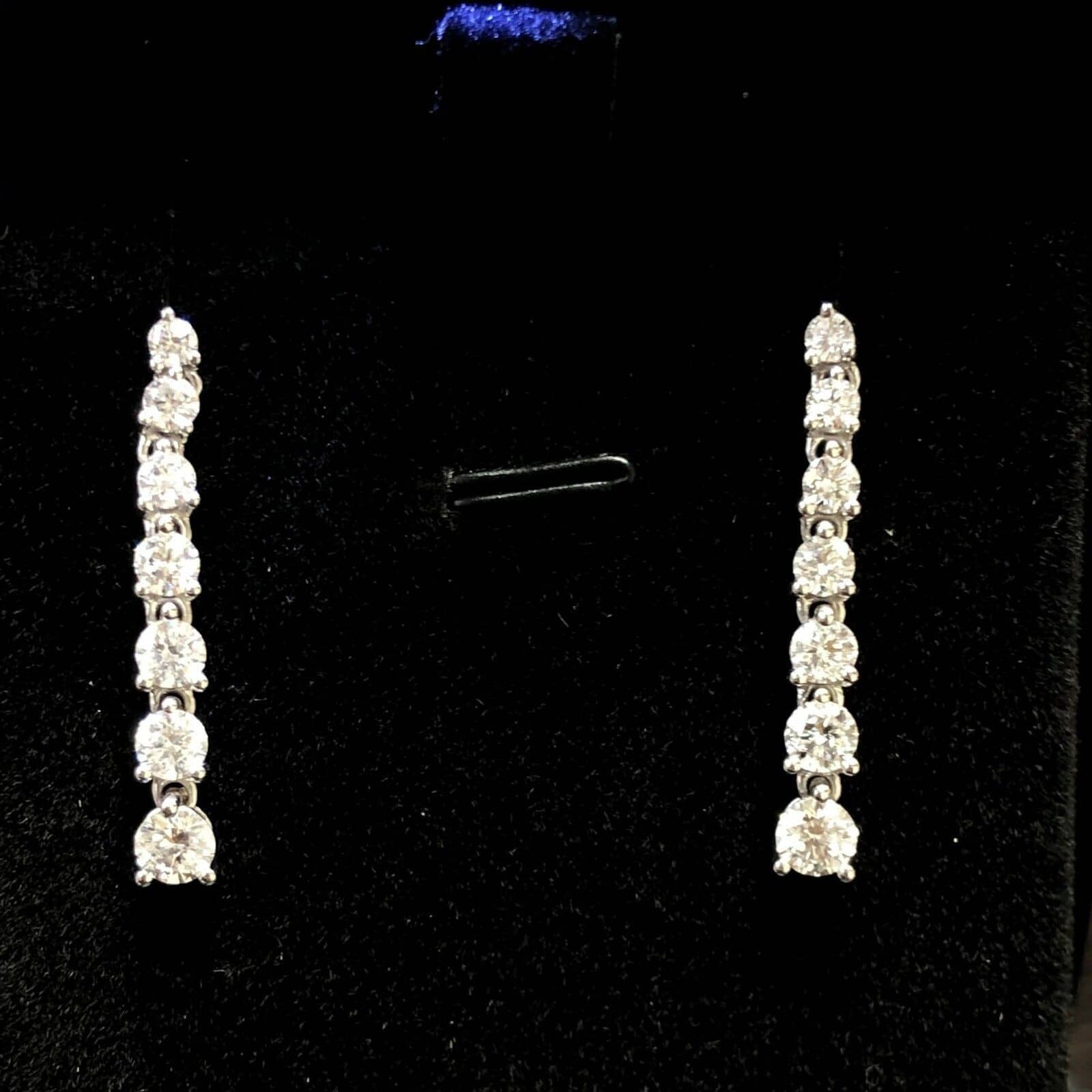 28 MM Long 2.00 Ct Round Diamond Women's Drop Earrings In 18k White Gold