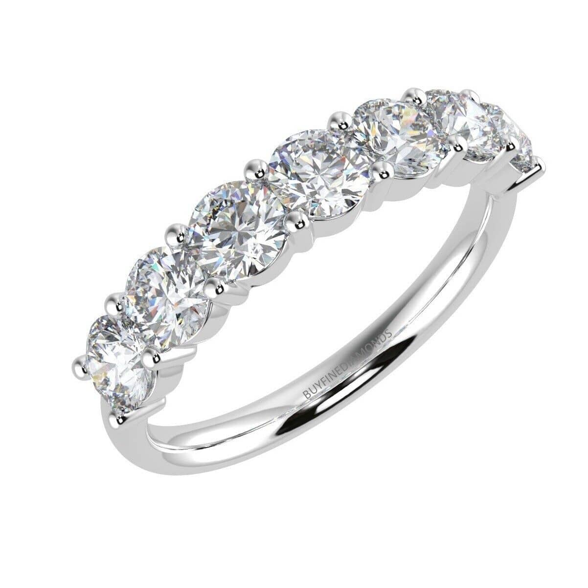0.70 -2.00 Ct F/VS 7 Stone Round Diamond Half Eternity Ring, Hallmarked Platinum