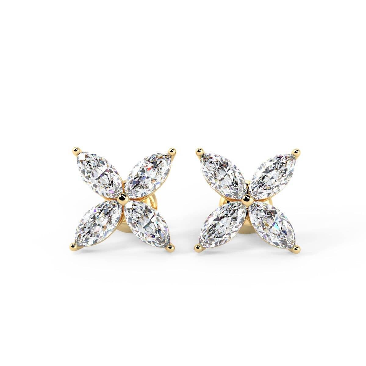 0.40 CT F/VS QUALITY NATURAL MARQUISE DIAMOND STUD EARRINGS IN 18K YELLOW GOLD