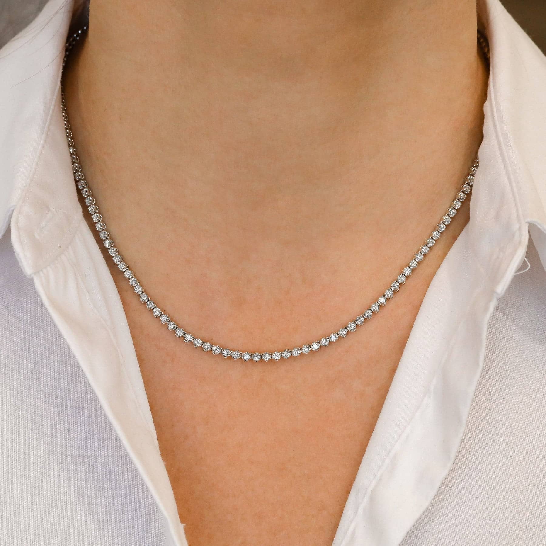 23 inches ROUND DIAMOND TENNIS NECKLACE IN HALLMARKED WHITE GOLD