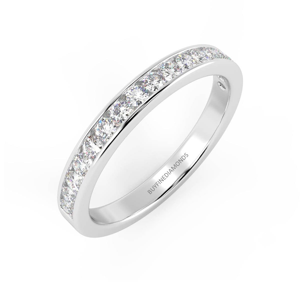 COLORLESS D/VS NATURAL ROUND DIAMOND CHANNEL SET HALF ETERNITY RING IN PLATINUM/18K GOLD