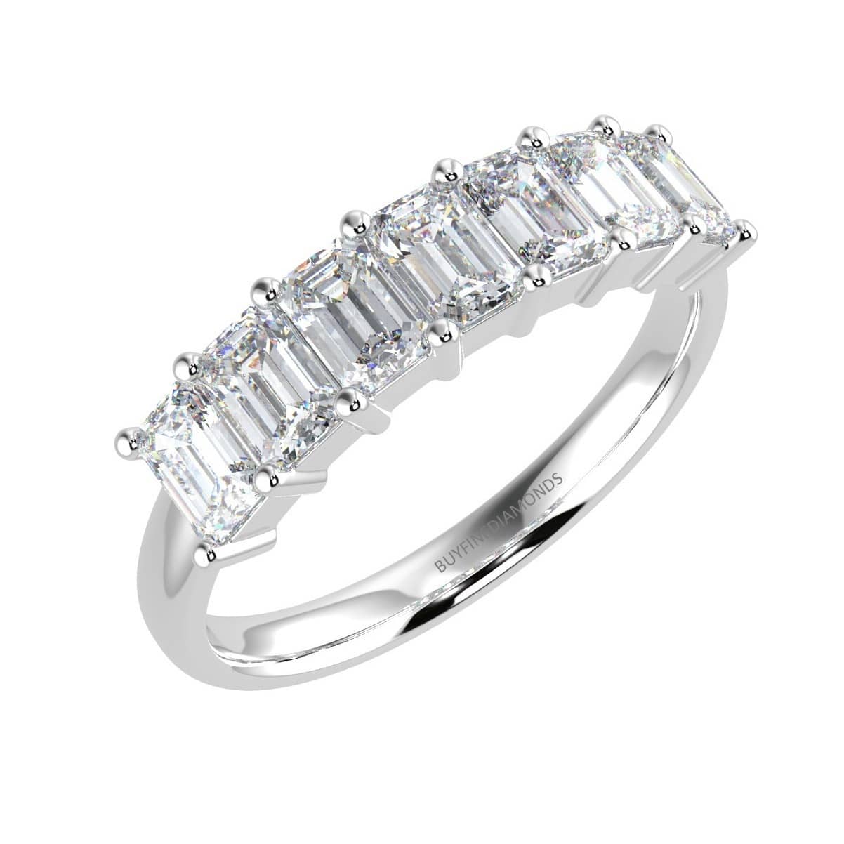 BEST DEAL..! 2.45 CT NATURAL 7 EMERALD DIAMOND HALF ETERNITY RING IN PLATINUM
