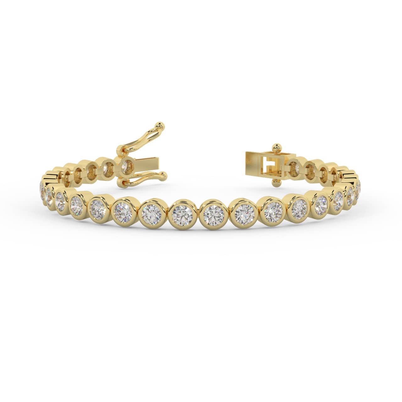 Natural Diamond Tennis Bracelet Rubover Style 5.00ct Yellow Gold