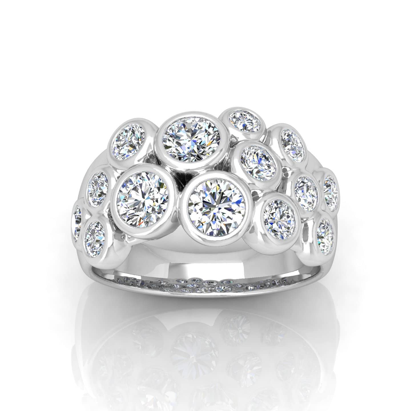 F/VS 3.50Ct Round Diamond women's Anniversary Ring, 950 Platinum