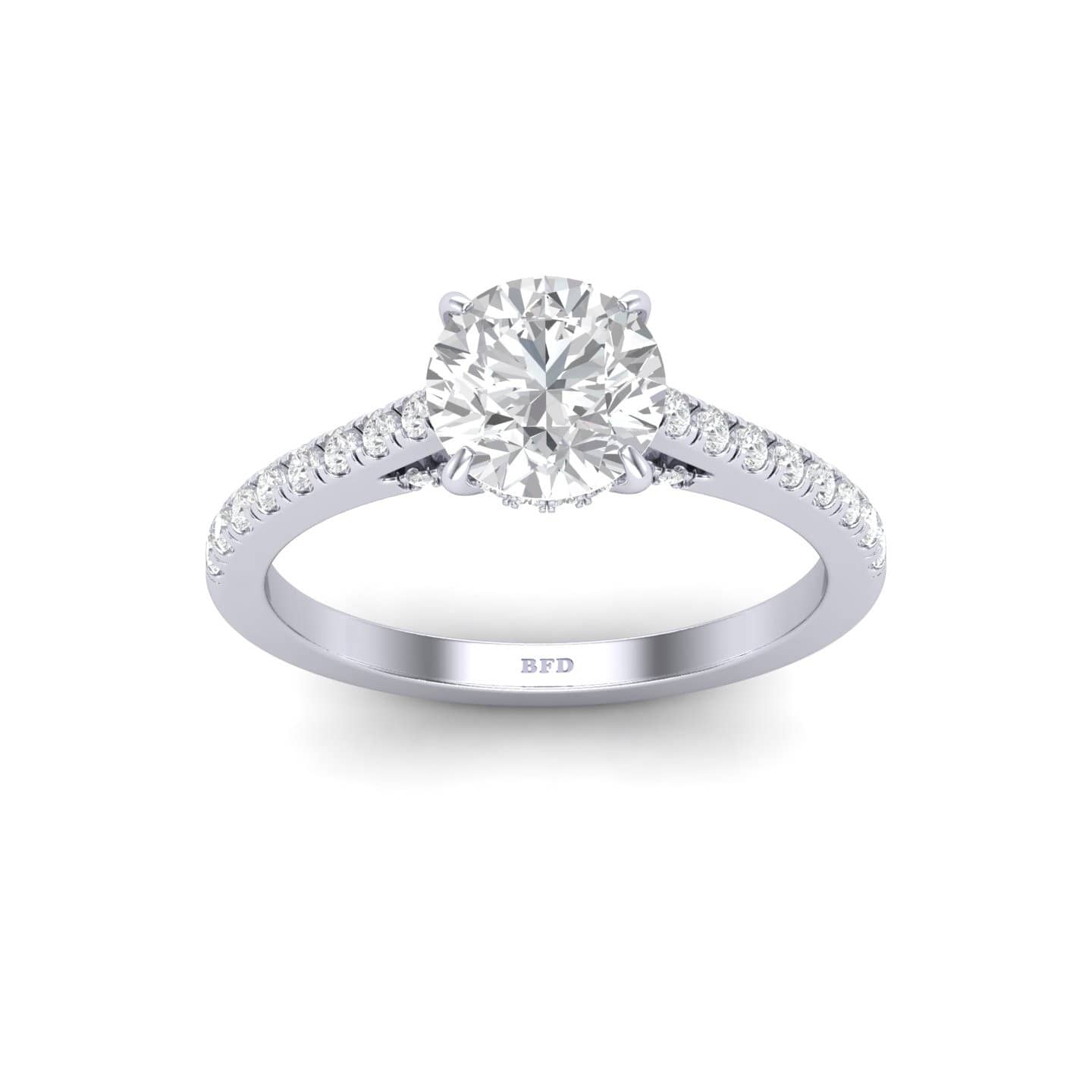 Round Diamond Hidden Halo Engagement Ring