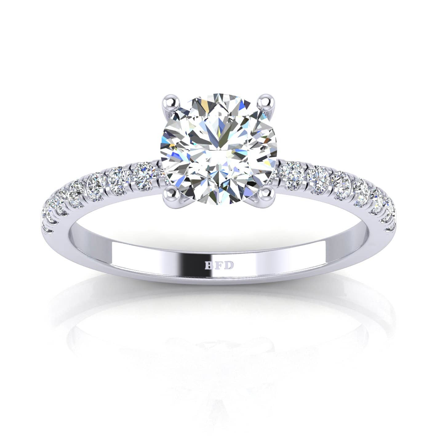 Petite Pave Round Diamond Engagement Ring
