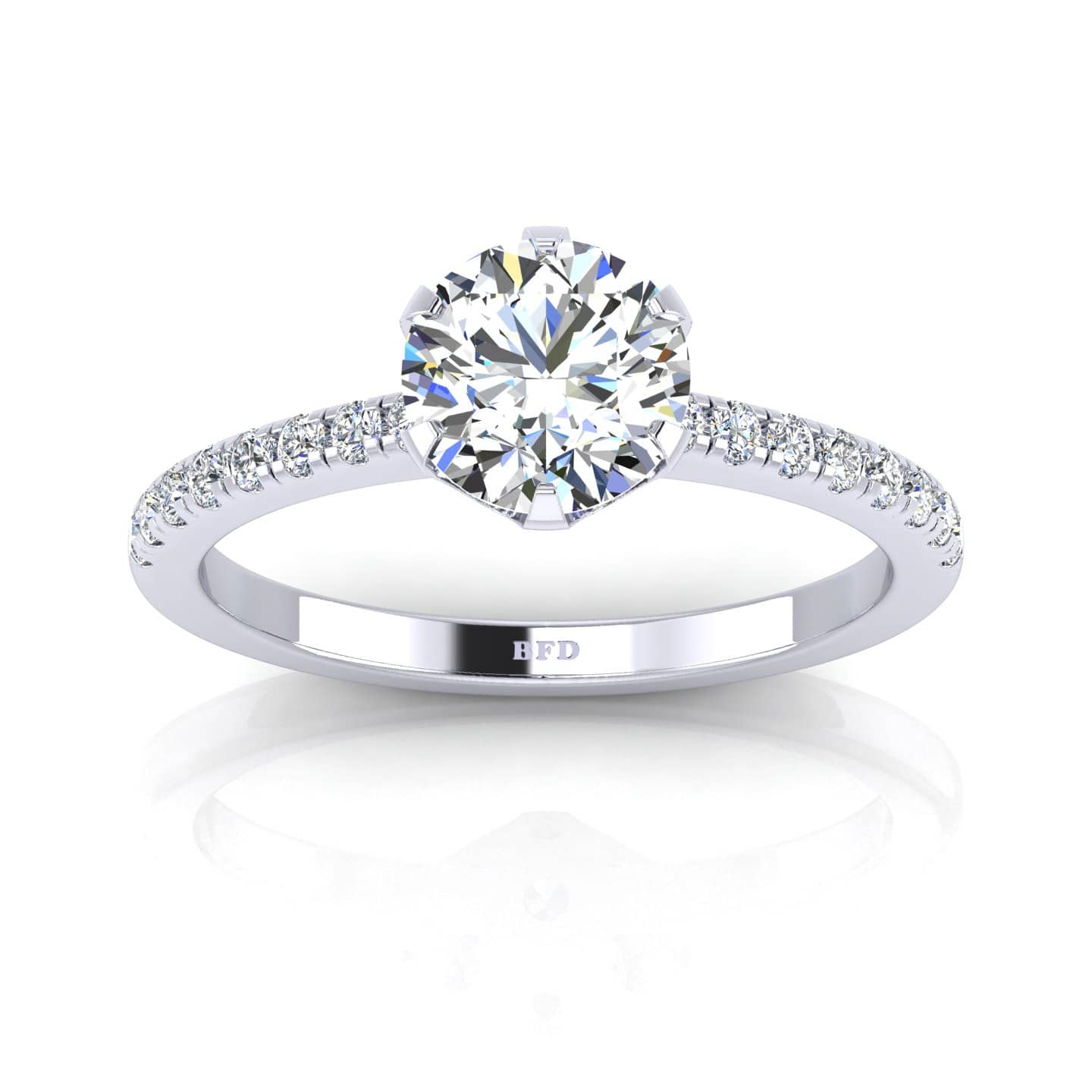 Six Claw Round Diamond Engagement Ring