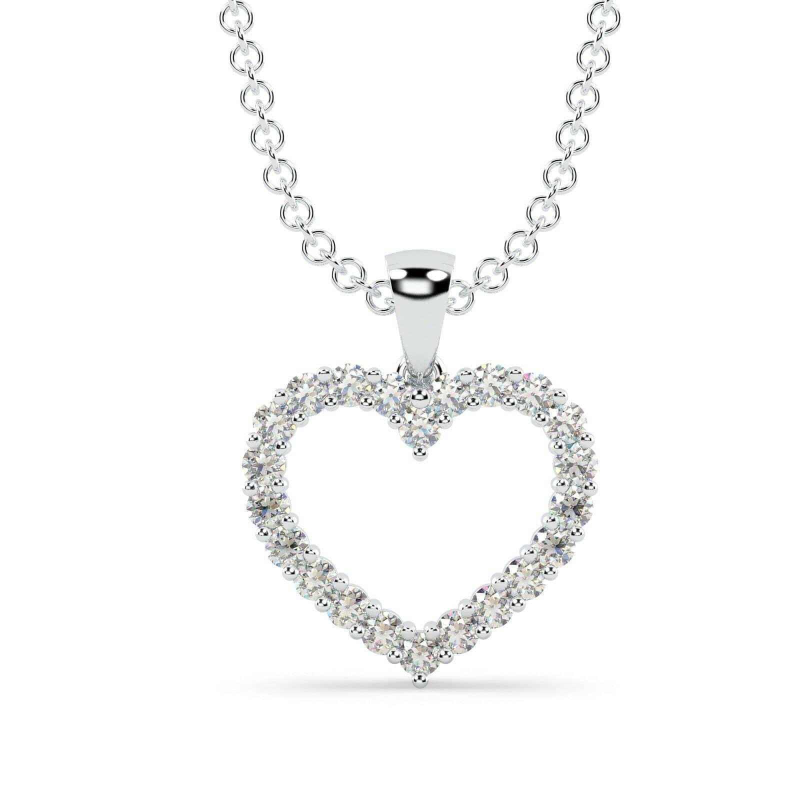 0.33CT HEART SHAPE DIAMOND PENDANT WITH CHAIN , WHITE GOLD