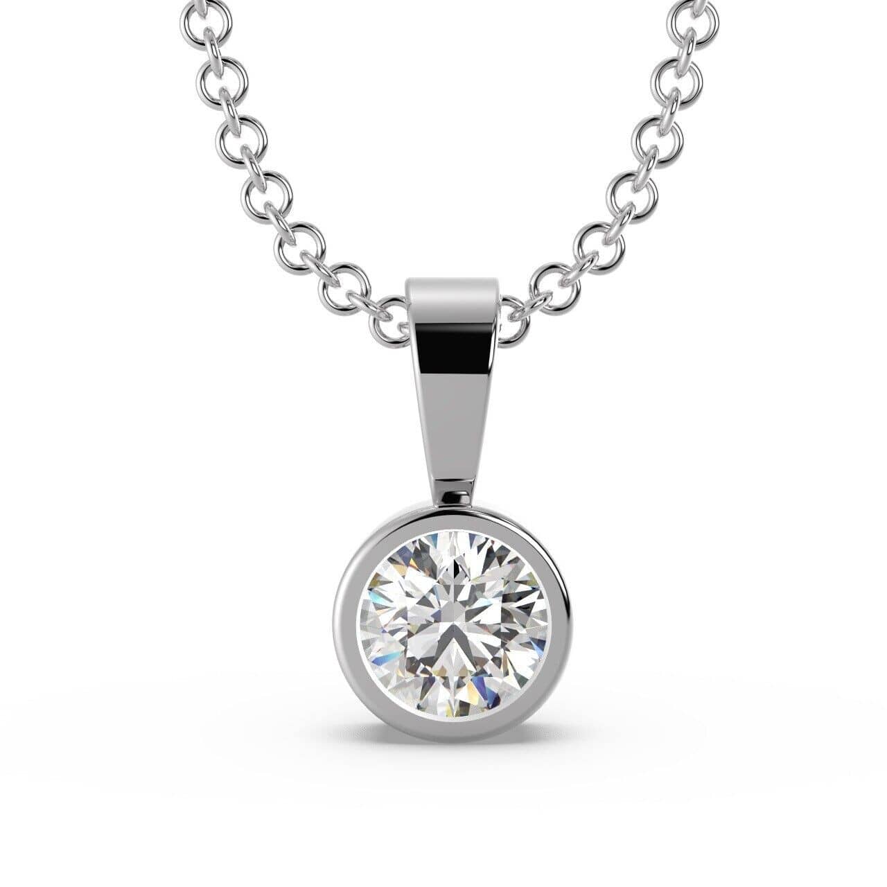 0.80ct Round Natural Diamond Solitaire Pendant With Chain, White Gold