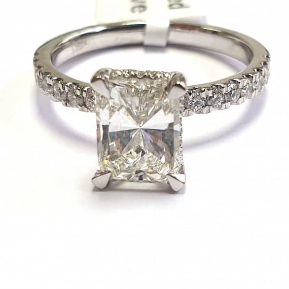 NATURAL 1.20 CT EMERALD CUT DIAMOND WITH HIDDEN HALO ENGAGEMENT RING IN PLATINUM