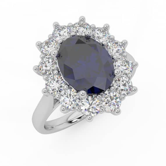 EXCELLENT QUALITY SAPPHIRE 2.00 CT AND 1.00 CT DIAMOND ENGAGEMENT RING CRAFTED IN HEAVY PLATINUM