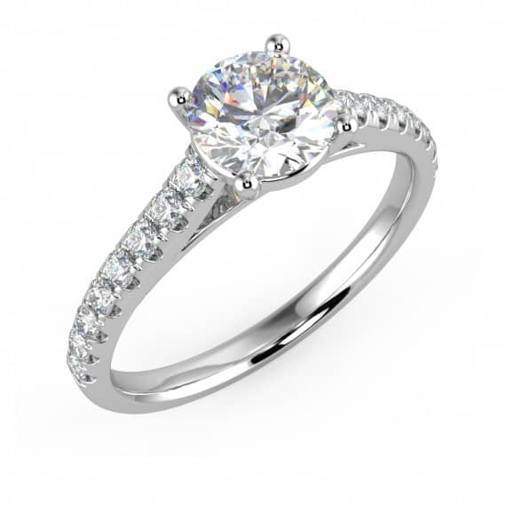 1.00CT ROUND DIAMOND ENGAGEMENT BRIDAL SET RING IN WHITE GOLD HALLMARKED
