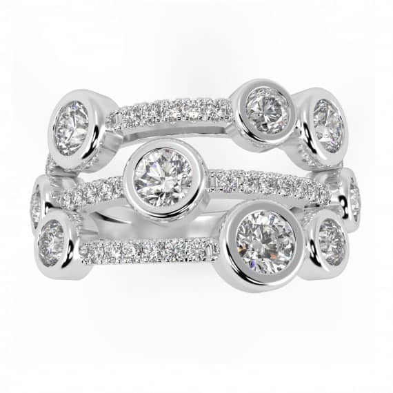 2.00 CT ROUND DIAMOND BUBBLE DESIGNER RING , PLATINUM