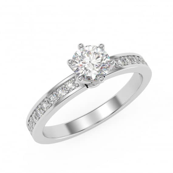0.70 CARAT ROUND DIAMOND SIX CLAW ENGAGEMENT RING, 18K WHITE GOLD