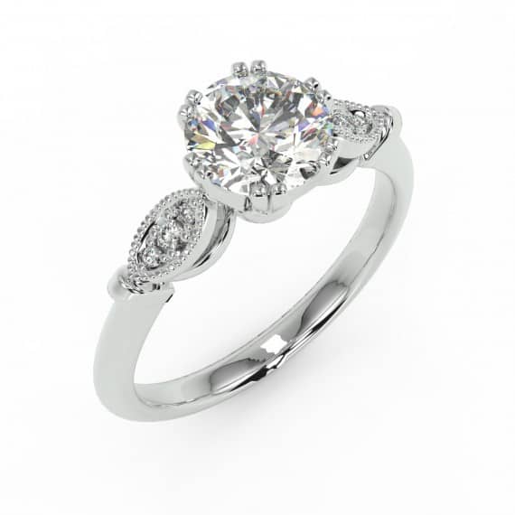 LAST PIECE ..! ANTIQUE 1.27CT F/VS2 OLD EUROPEAN CUT DIAMOND VINTAGE RING ,18K WHITE GOLD