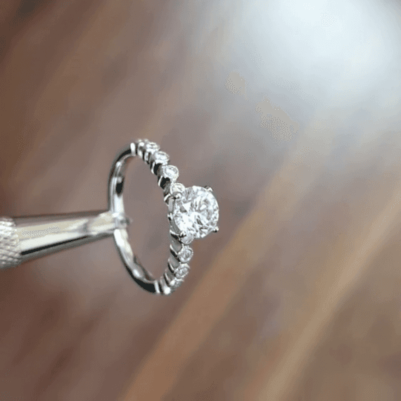 0.50-1.00 CT ROUND DIAMOND ENGAGEMENT RING, 18K GOLD AND PLATINUM