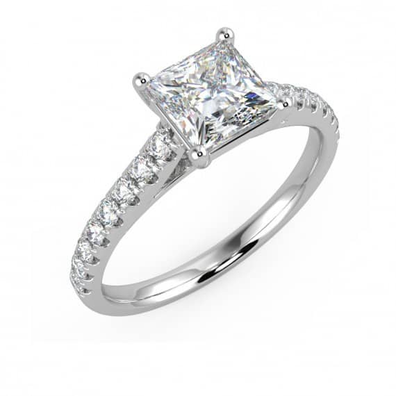 0.80 CT F/VS PRINCESS DIAMOND ENGAGEMENT RING CRAFTED IN GOLD AND 950 PLATINUM