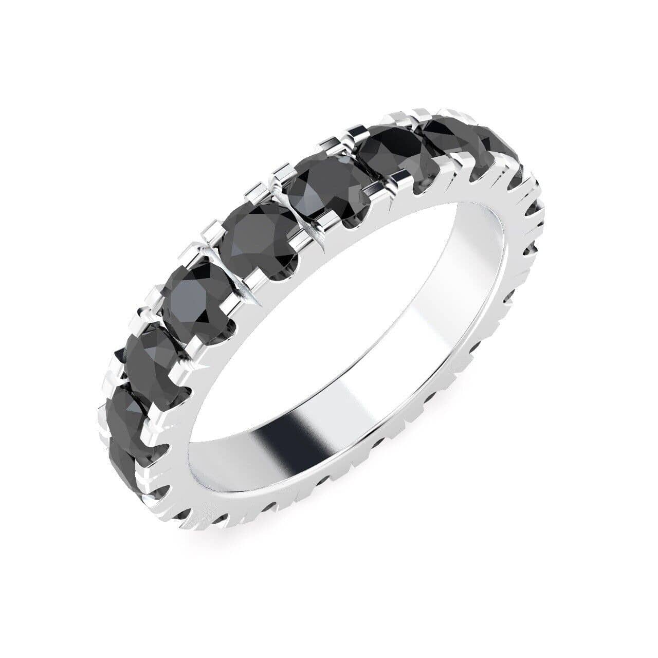 Last Pcs..! Elegant Platinum 3Ct AAA Black Diamond Micro Pave Set Full Eternity Ring Natural