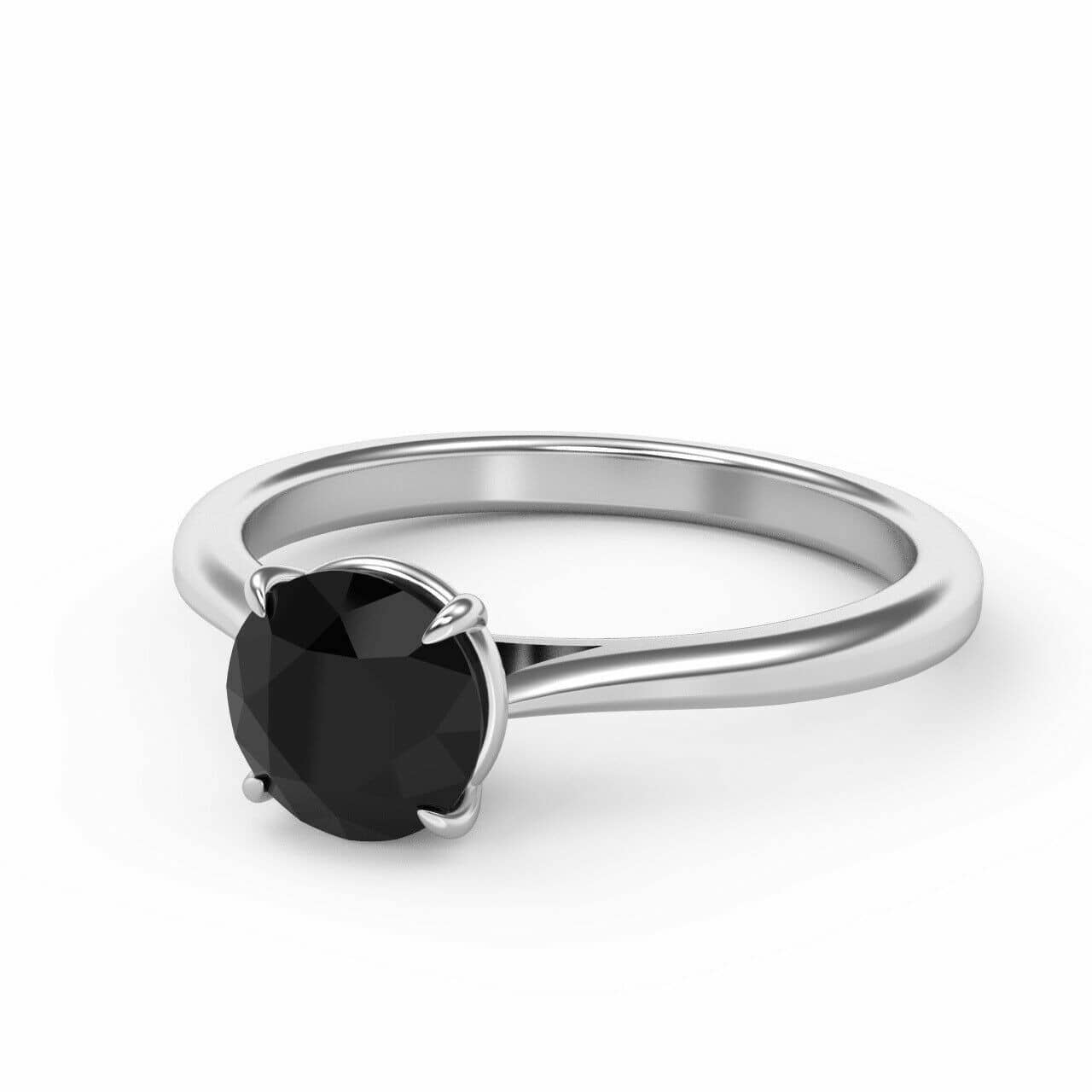 Best Deal 1 Ct Black Diamond Solitaire Engagement Ring Heavy White Gold Gift