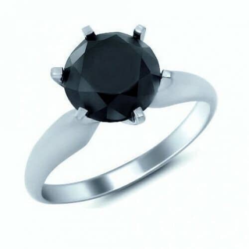 AAA Quality 1CT Natural Black Round Diamond Solitaire Women's Engagement Ring