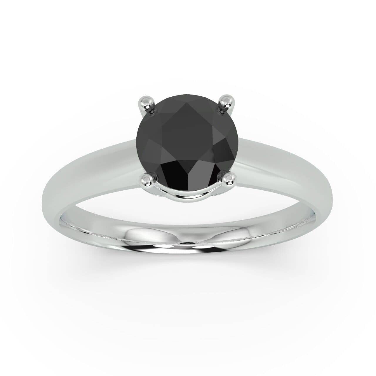 1.50Ct AAA Round Black Diamond Solitaire Engagement Ring For Women