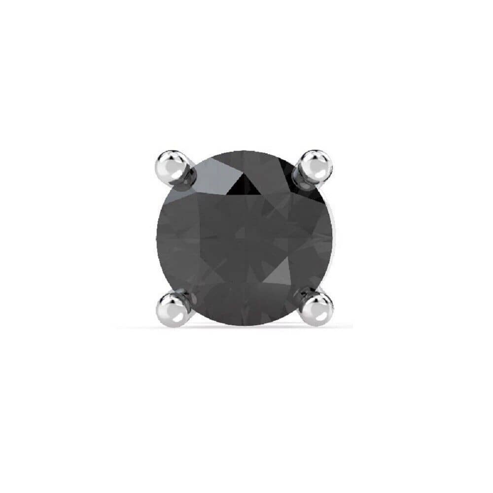 0.50 Carat Round Black Diamond Men's Single Stud Earring White Gold