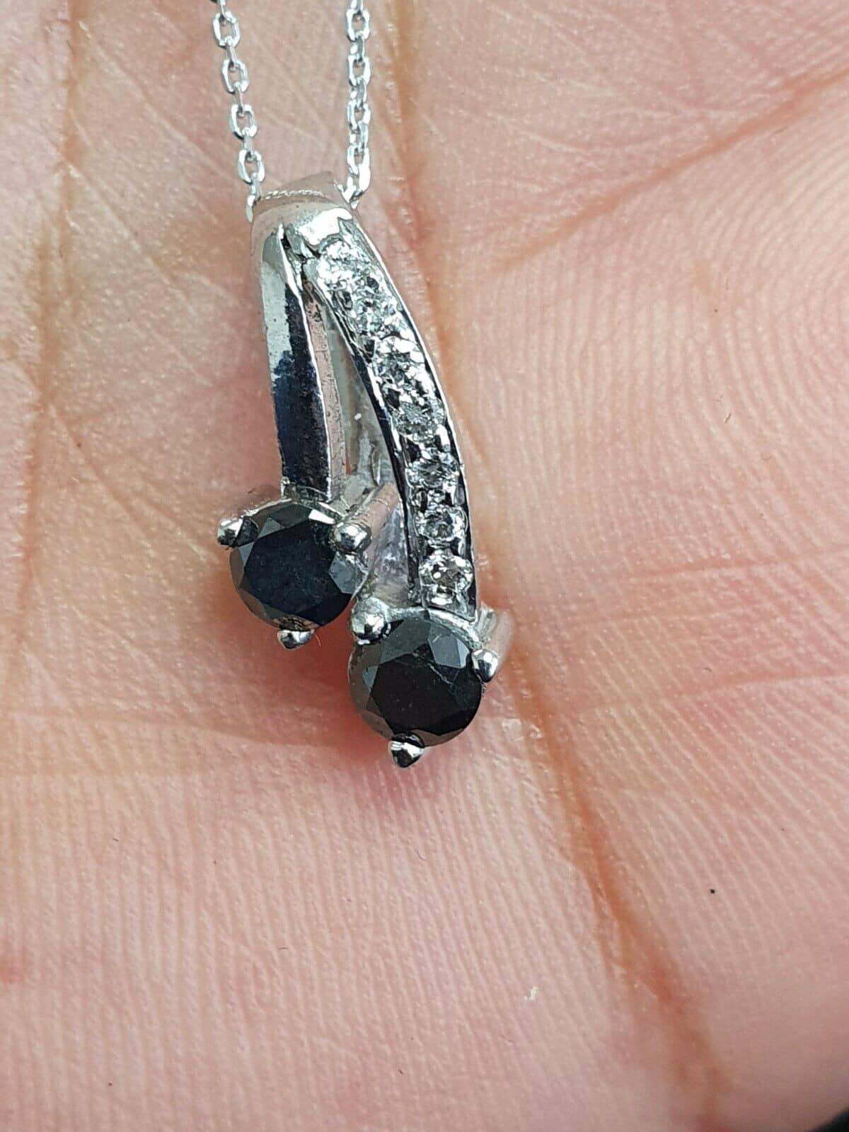 Best deal 1Ct Natural Black and White Diamond Pendant 2.4gram White Gold
