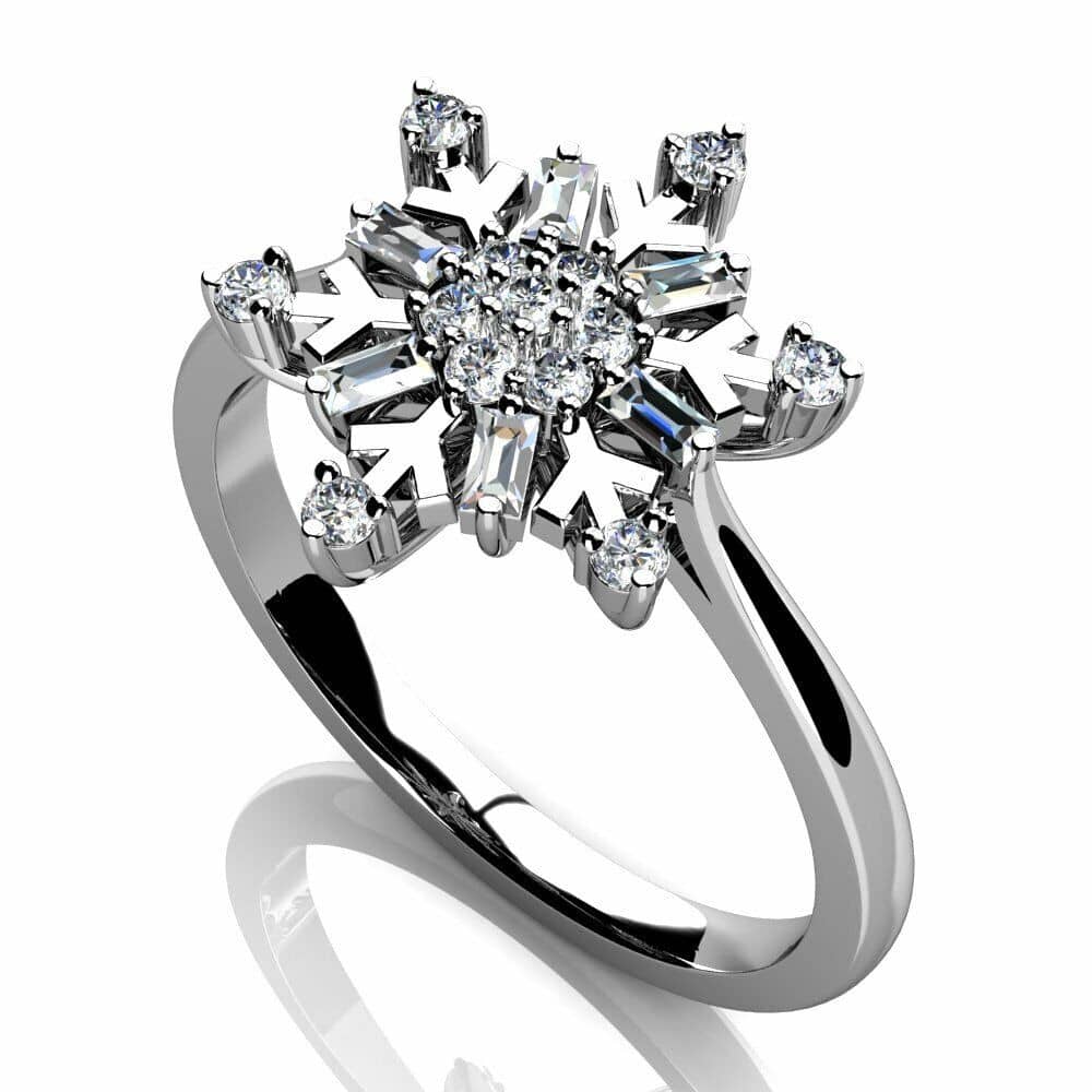 Natural Round Diamond Snowflake Cluster Women's Ring - 0.25 Ct In White Gold