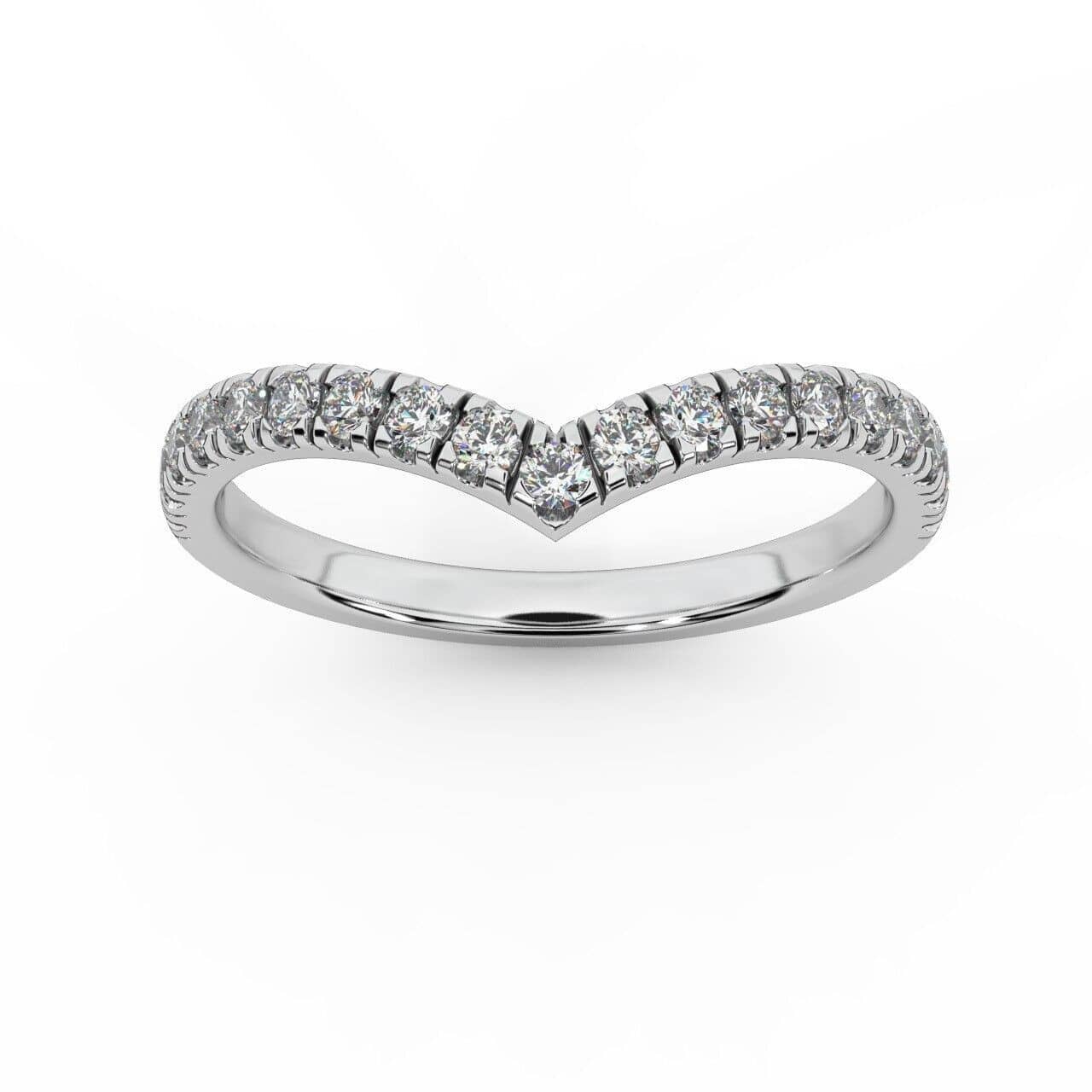 2MM 0.33 Ct Natural Round Diamond Wishbone Half Eternity Ring In White & Yellow Gold