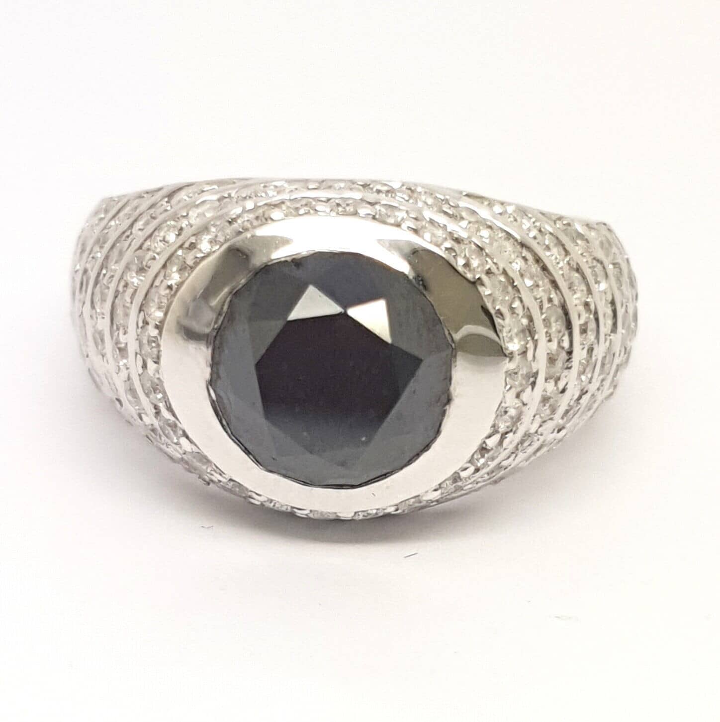 Ethnic 4 Ct AAA Quality Black & White Diamond Designer Ring White Gold Best Deal