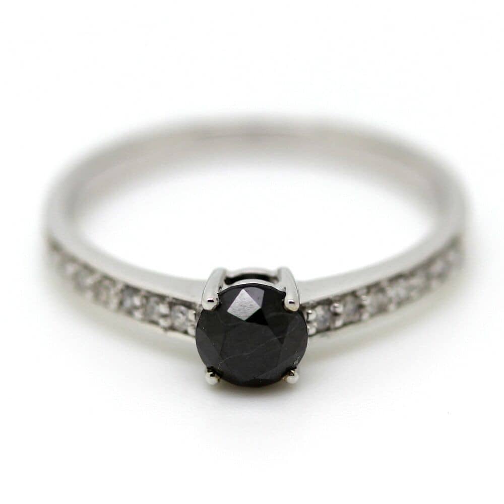 0.50 Carat Black and White Diamond Designer Ring Crafted in White Gold