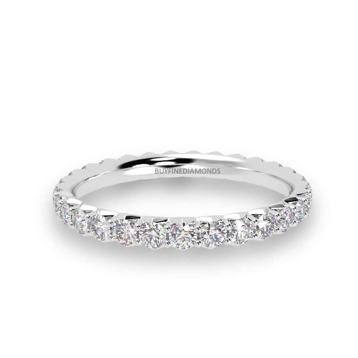 1.00Ct Round Diamond French Pave Full Eternity Wedding Ring