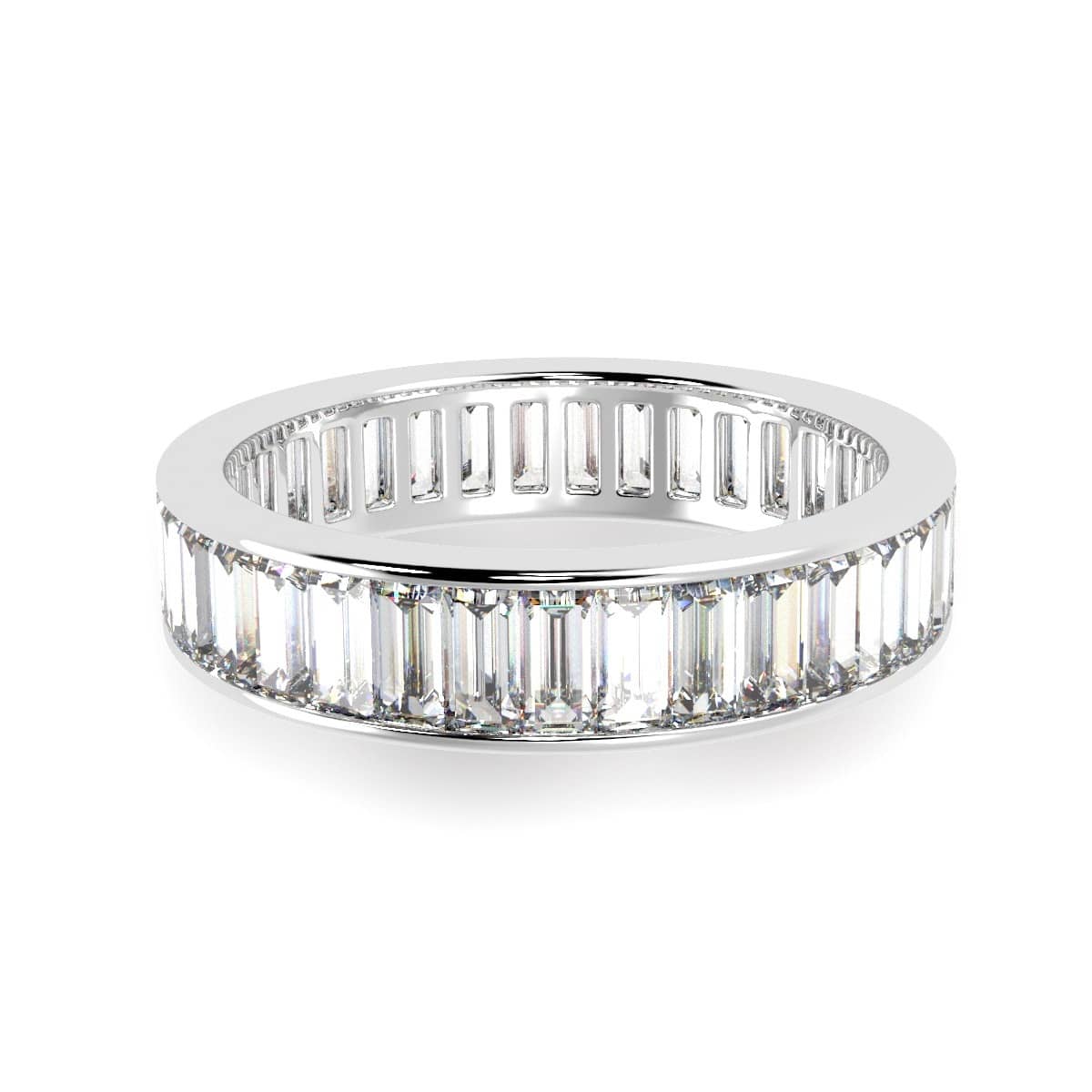 Bargain F/VS 3.50Ct Baguette Diamond 4.7mm Full Eternity Ring Heavy Platinum
