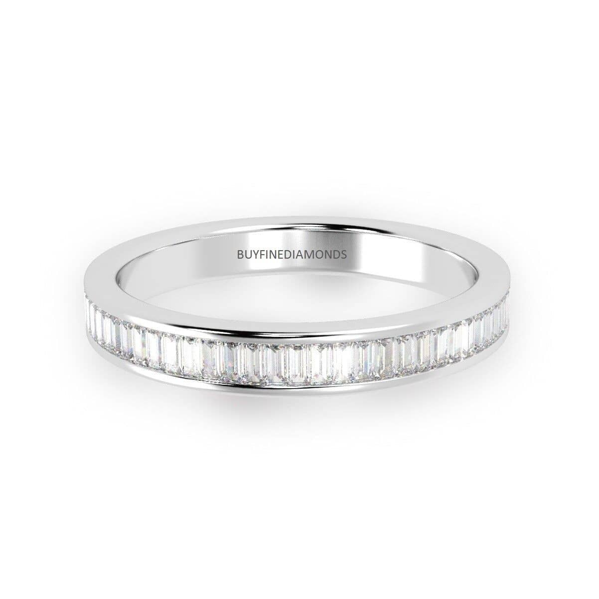 Best Deal 0.50 Ct - 1.00 Ct Baguette Diamond Half Eternity Ring, UK Hallmarked 18k White Gold