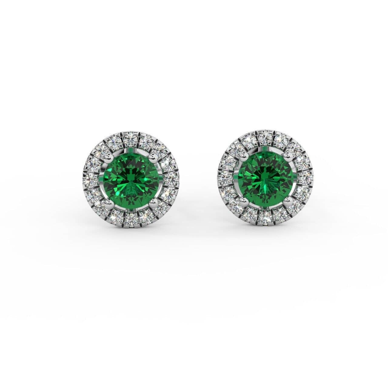 Top Most Quality..! AAA 0.30 Ct Round Diamond Halo Earrings, 18k White Gold