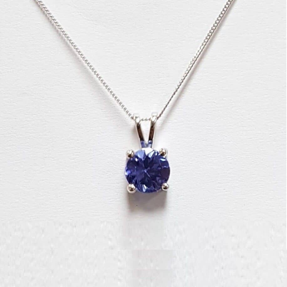 Beautiful 1.00 Ct Round Tanzanite Diamond Pendant in White Gold Gift For Her!!