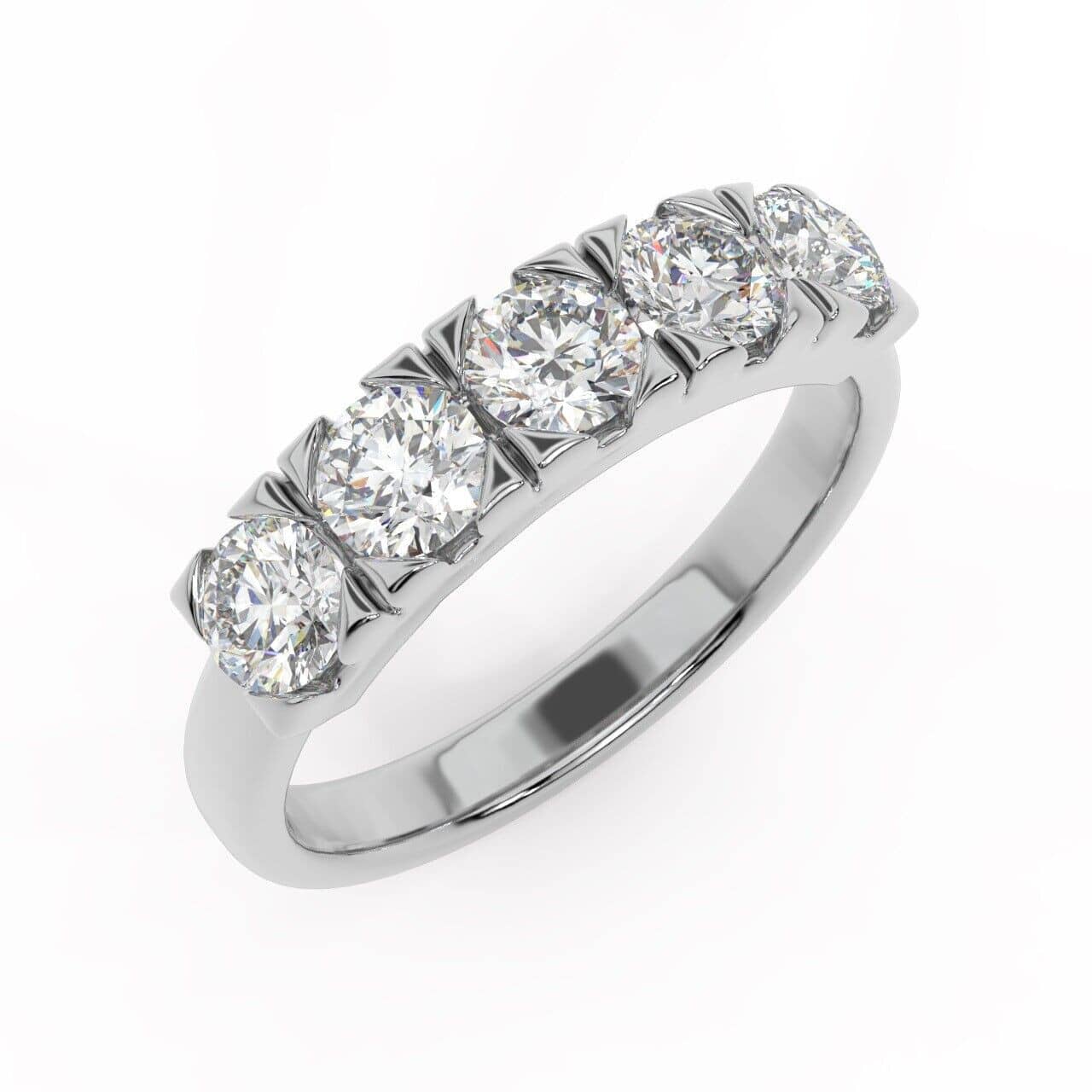2Ct 7 Stone Round Diamond Anniversary Ring 9k White Gold For Her