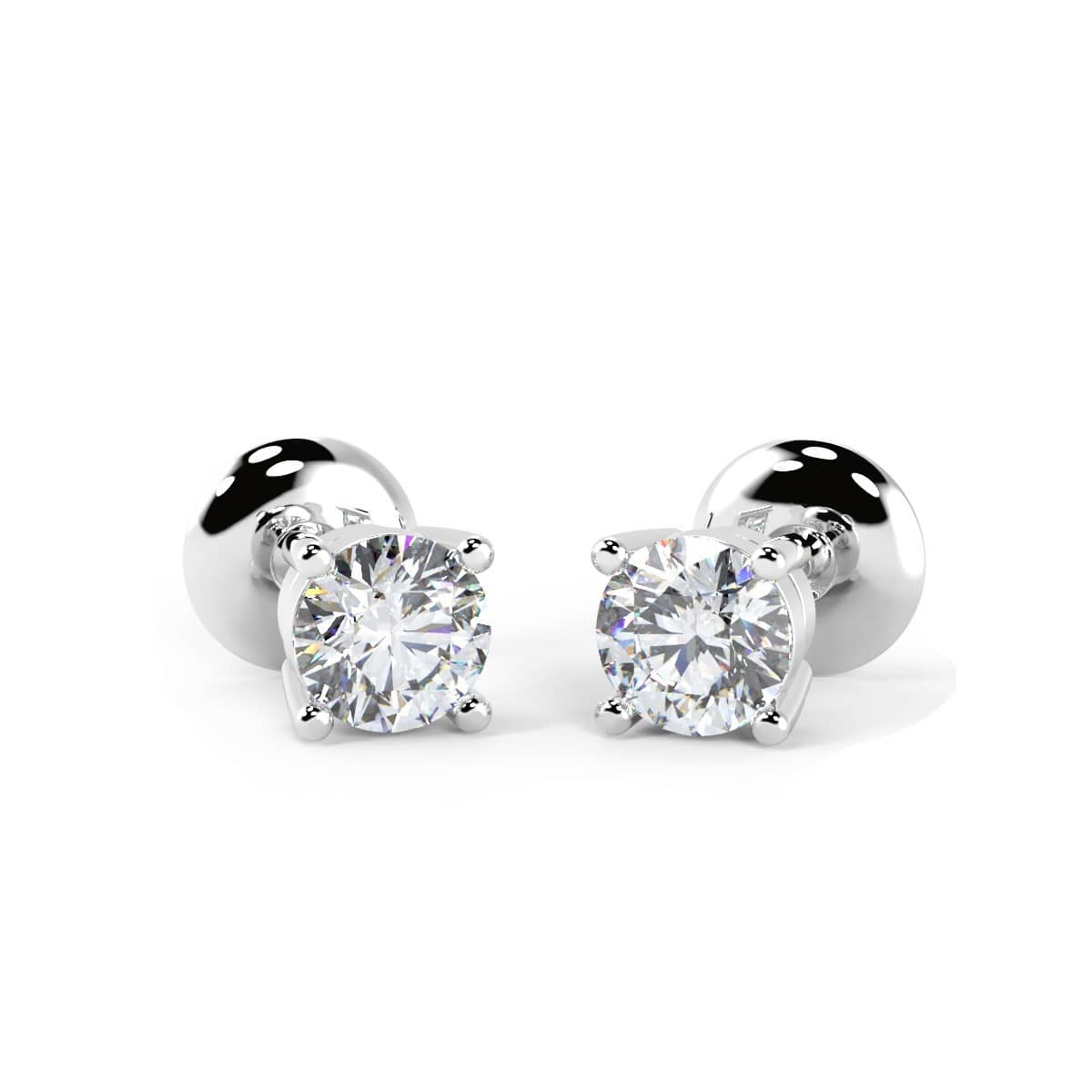 New Year Sale..! 3MM 0.25CT NATURAL 4 CLAW ROUND DIAMOND STUD EARRING IN WHITE GOLD - PUSH BACK