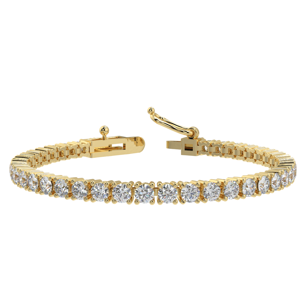 2.50Ct Natural Round Brilliant Diamond Tennis Bracelet In Yellow Gold
