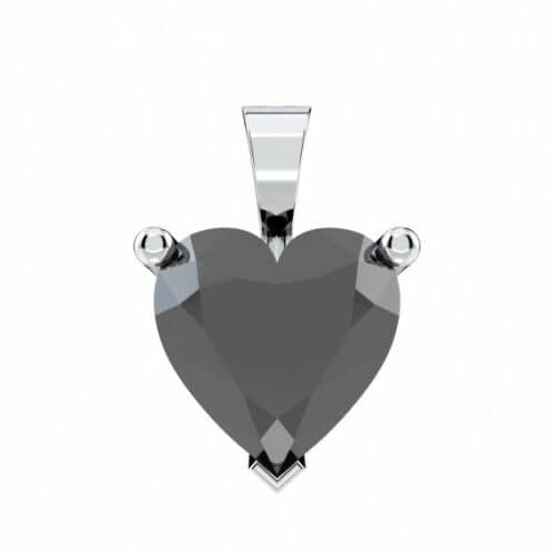 Top Quality 3Ct Heart Shaped Blackish Blue Sapphire Pendant in Sterling Silver